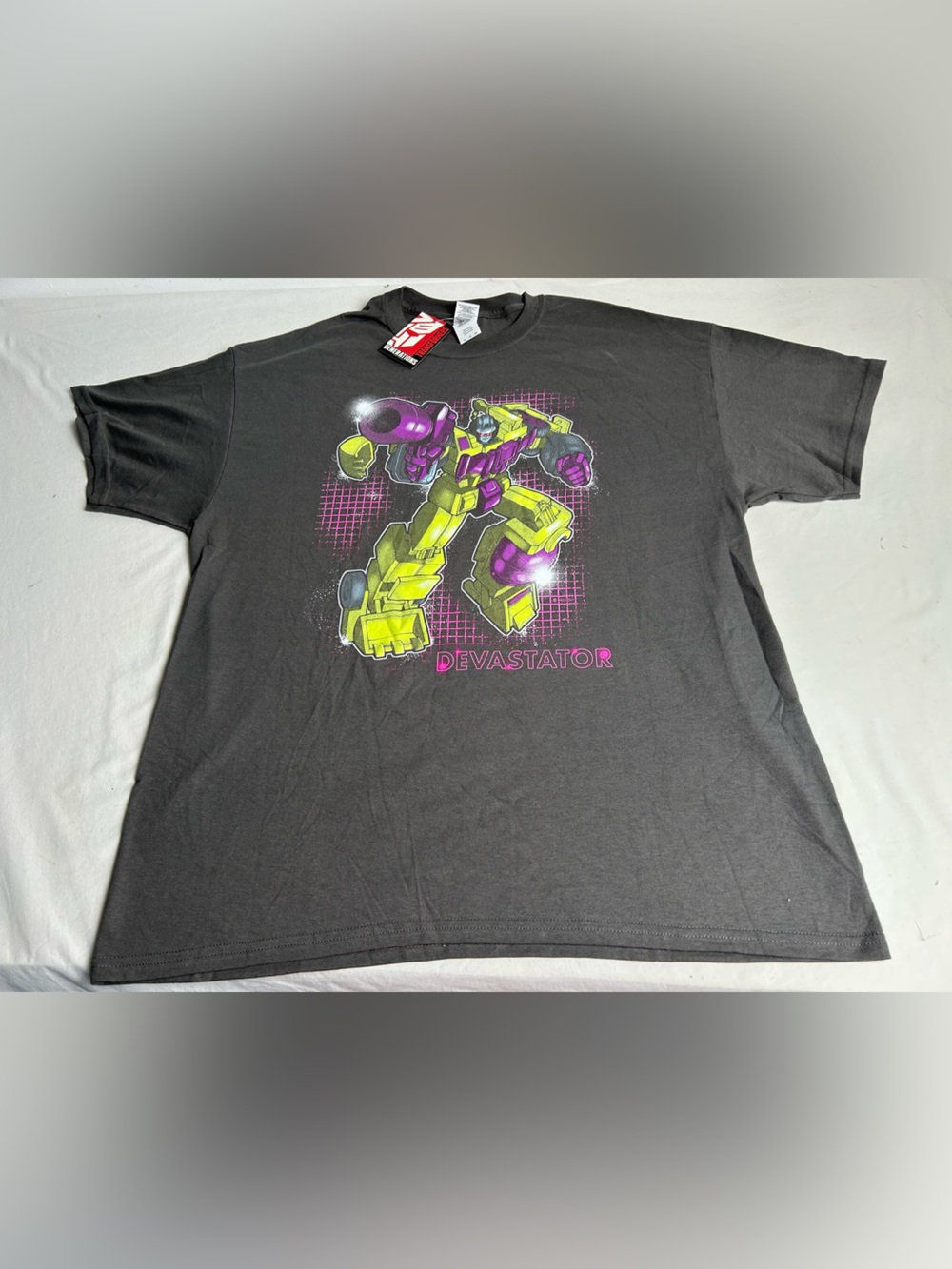 Devastator Graphic Tee - Black w Yellow & Purple Print - men’s xl transformers